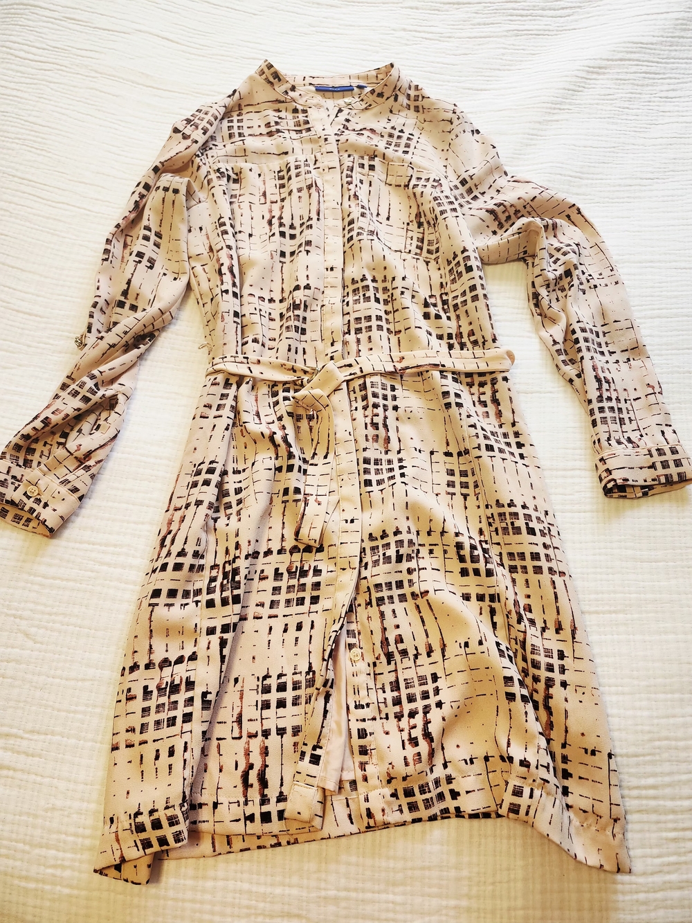 Apt. 9 Dusty Rose Patterned Long-Sleeve Shirt Dress with Belt